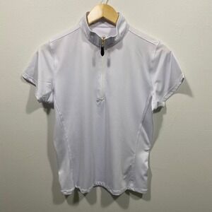 Coates Golf Polo Shirt Athletic Short Sleeve Quarter Zip Golfing‎ Top White M